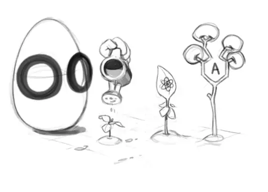Egg character watering plant with labeled growth stages