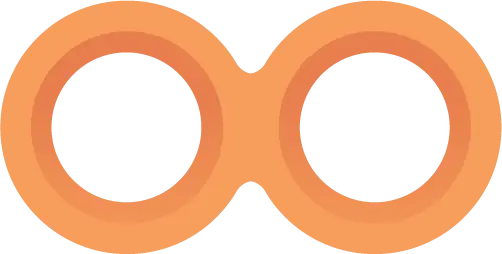 Two orange interlocking circles, clean line art, no background