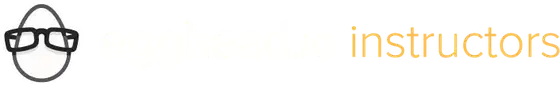 Egghead logo with glasses and 'eggheadio instructors' text